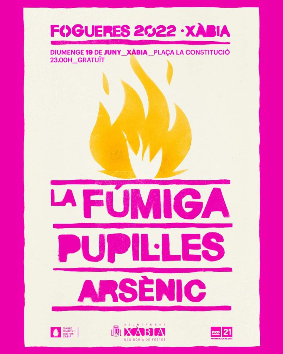 🔥XÀBIA - 19 DE JUNY🔥
📍Plaça de la Constitució
🕚23:00

 Vos esperem a la nostra casa, al poble que ens ha vist naixer. Serà una nit màgica amb @LaFumigaBand i <a href="/pupiles_oficial/">Pupil·les</a> ✨✨