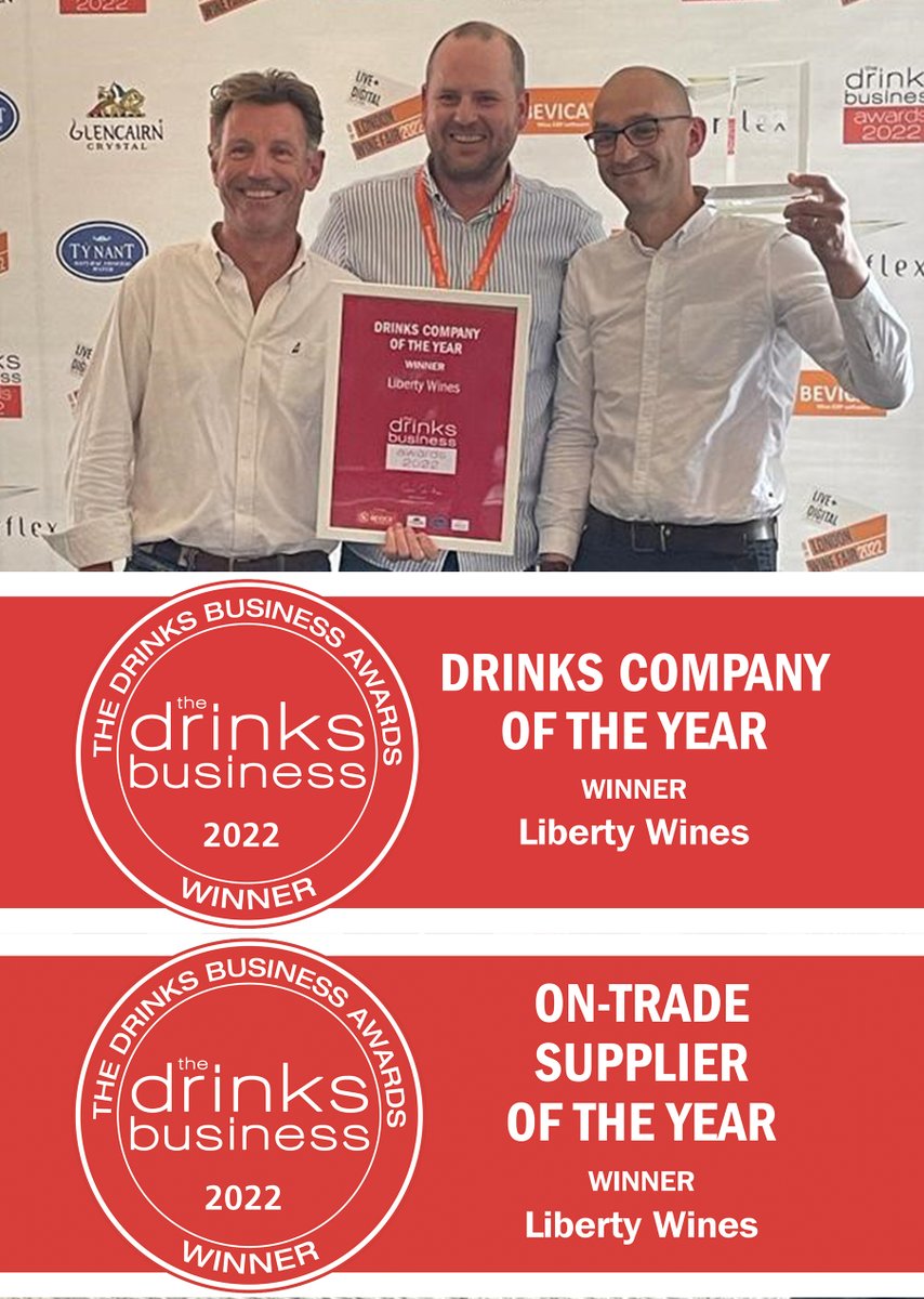 Liberty Wines (@liberty_wines) on Twitter photo We're delighted to have been named Drinks Company of the Year and On-Trade Supplier of the Year at The Drinks Business Awards 2022. Thank you <a href="/teamdb/">The Drinks Business</a>! We are so grateful to our exceptional producers, our hard-working team, and to each of our customers for their continued support. We're delighted to have been named Drinks Company of the Year and On-Trade Supplier of the Year at The Drinks Business Awards 2022. Thank you <a href="/teamdb/">The Drinks Business</a>! We are so grateful to our exceptional producers, our hard-working team, and to each of our customers for their continued support.