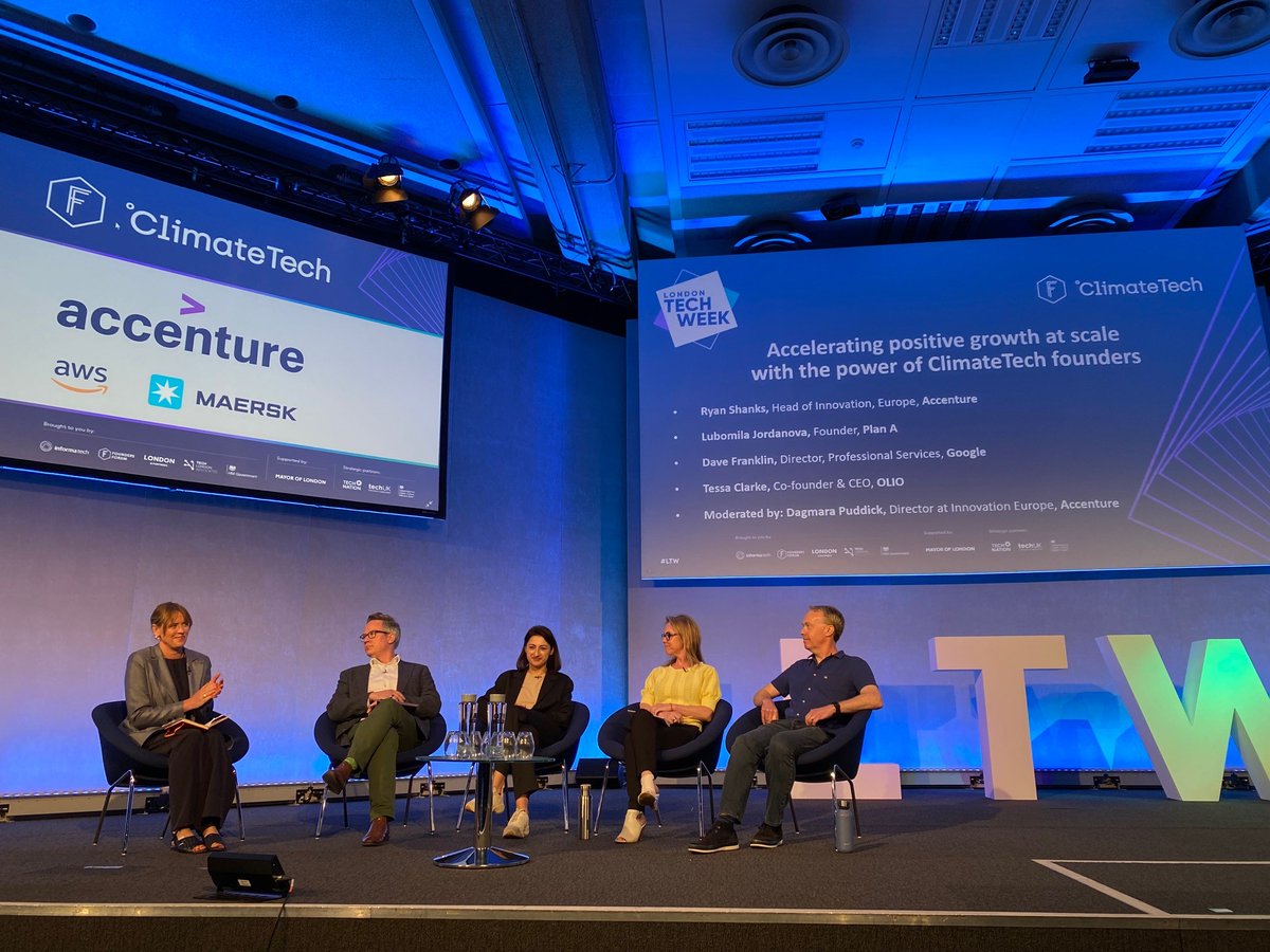 Our ClimateTech session 'Accelerating positive growth at scale with the power of ClimateTech founders' is happening right now with experts from <a href="/Accenture/">Accenture</a>UK/ @Accenture. We can't wait to see what vital points come out of this session! #Accenture #Climate #Tech #Techforgood