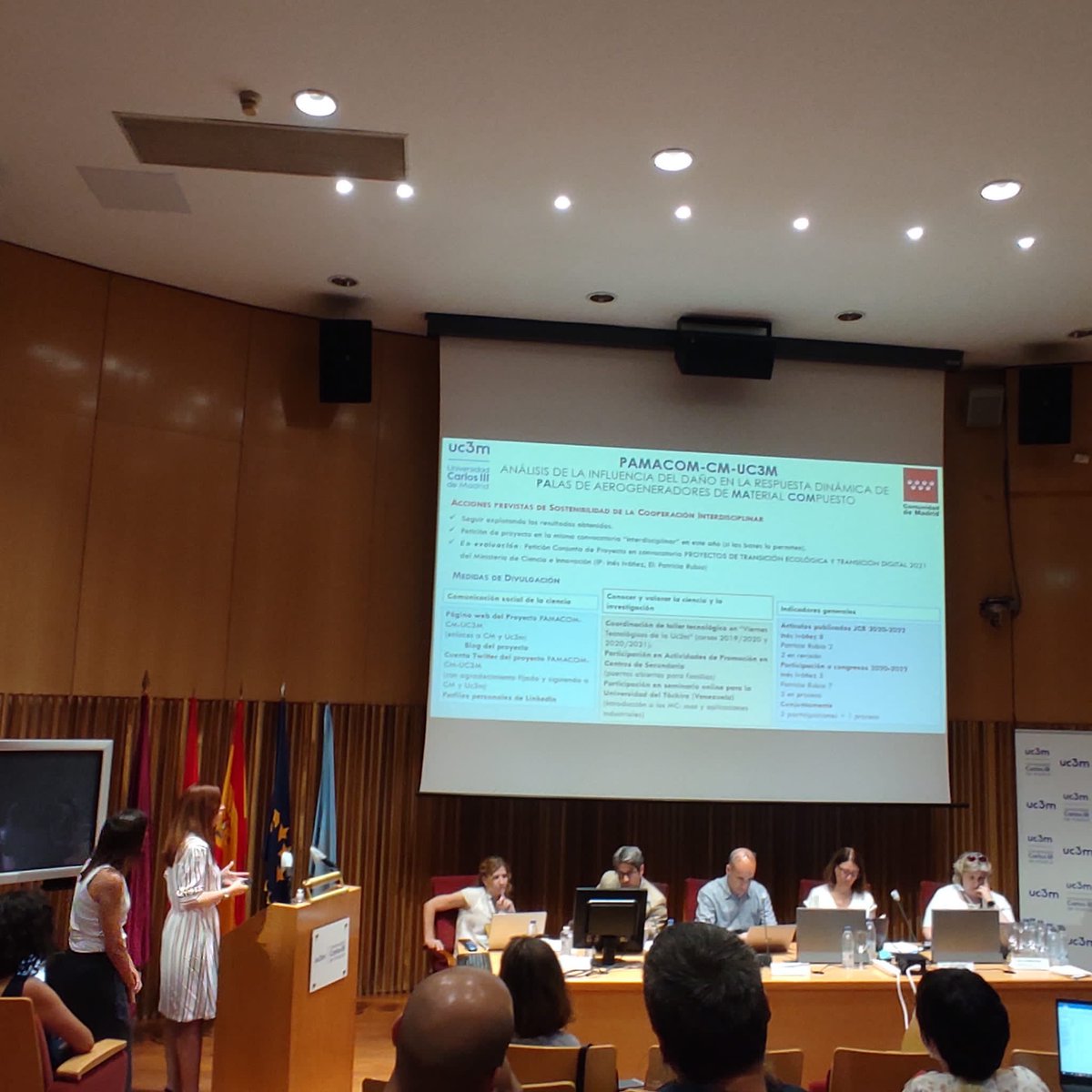 pamacom2's tweet photo. ¡Muchas gracias #Uc3m y #Comunidad_Madrid! Inés Iváñez @InesIvanez y Patricia Rubio, IPs del proyecto PAMACOM, han presentado esta mañana sus resultados en la #JornadaUC3M, organizada por @ServInvestUC3M...Aún puedes unirte al resto de ponencias ¡No te las pierdas! https://t.co/UcK146sl32