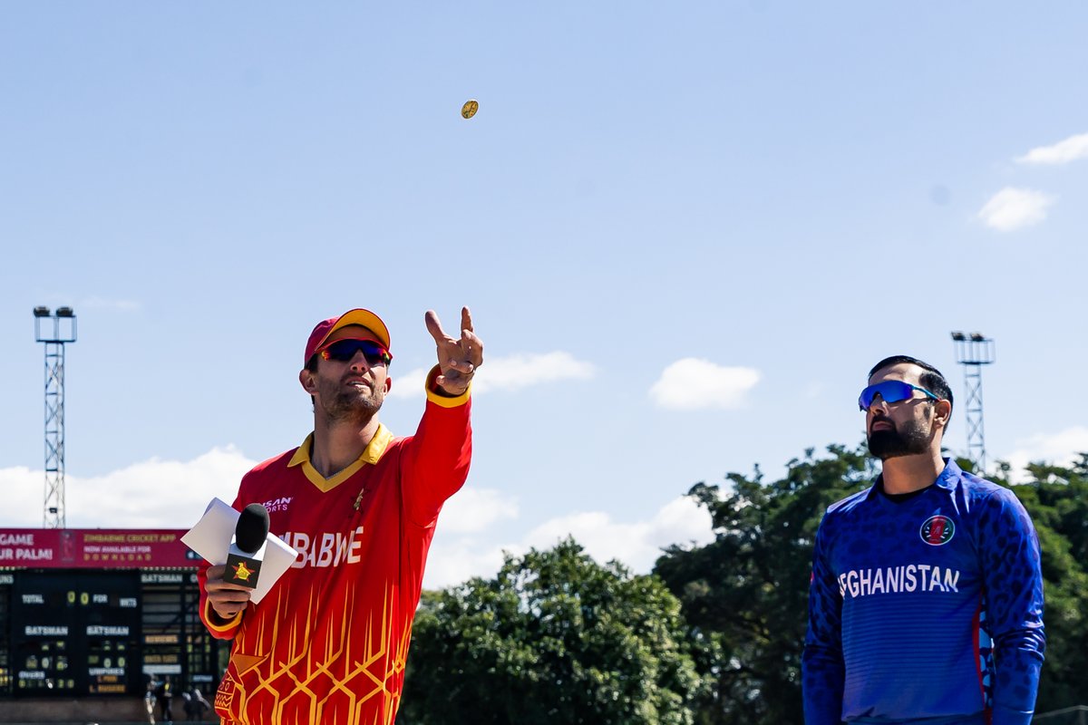 ZimCricketv's tweet photo. TOSS UPDATE: Mohammad Nabi has won the toss, and 🇦🇫 are batting first in the final T20I

#ZIMvAFG | #VisitZimbabwe https://t.co/3Dm5haUBKg