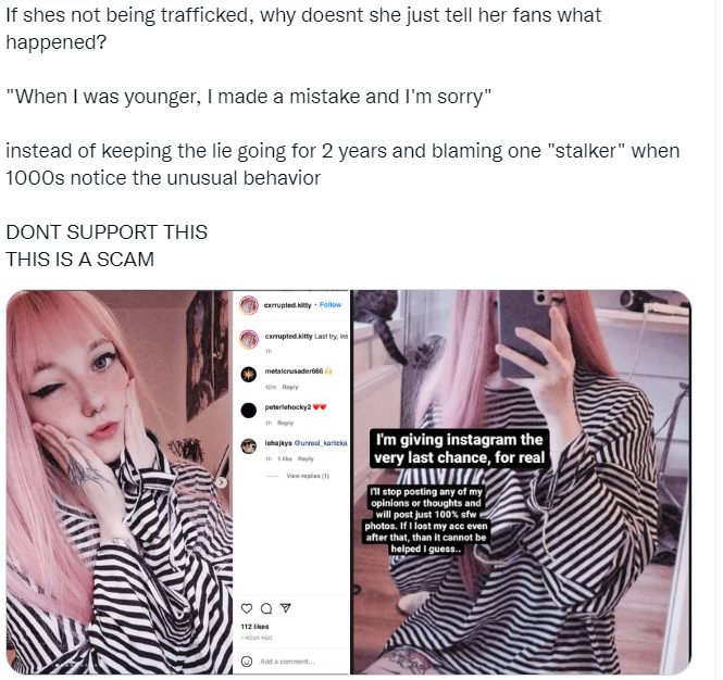 DebunkedElles's tweet photo. Everyone knows what happened, we dont lie to anyone. But Elles grew up and she is not a child anymore, she can do what she wants. She is not selling her unde/rage c0ntent.
We can disagree with what she did, but stalking is taking it to a different level. https://t.co/EOmfNAPTeG