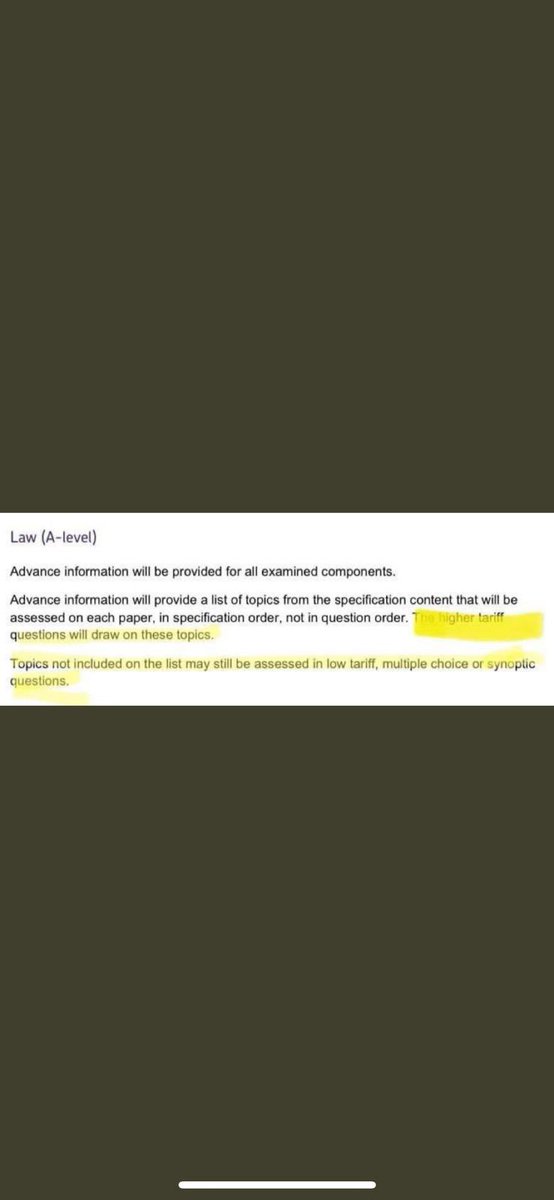 sto2oct's tweet photo. @AQA A Level Law Paper 2 advanced info says higher mark questions will be the topics listed, this was NOT the case. Two 30 mark questions 60% of the paper were on topics not listed!! It explicitly states that topics not listed will be the lower tariff questions!! Disgraceful https://t.co/XFgSqZelW6