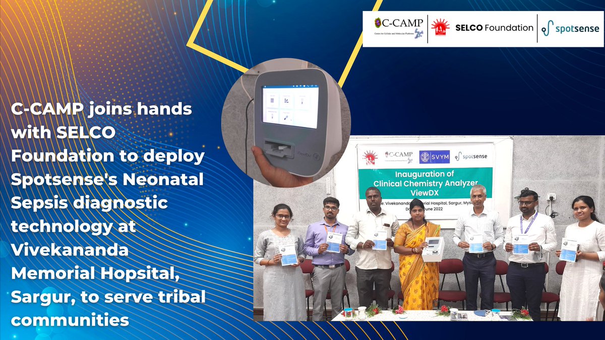A long supported innovation for #NeonatalHealth gets to the field &amp; what better place to start than an underserved tribal community?

CCAMP supported neonatal sepsis monitoring tech gets deployed in tribal majority Sargur, Karnataka in partnership with <a href="/SELCOFoundation/">SELCO Foundation</a> <a href="/SpotSense/">SpotSense</a>