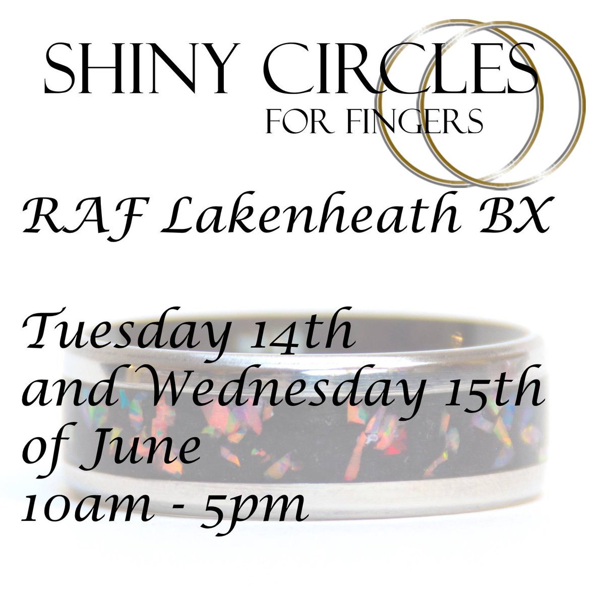 We are the RAF Lakenheath BX today and tomorrow. (14th & 15th June). Come and see the latest sample rings. #raflakenheath #SmallBusiness #smallbusinessuk #ringmaking #ringcraft