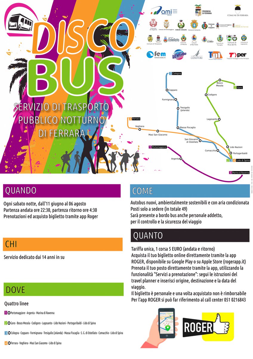 Ami_Ferrara's tweet photo. #DiscoBus, attivo dal #11giugno, servizio di trasporto pubblico notturno di Ferrara, verso i luoghi del divertimento lungo la costa https://t.co/8l3IIlzL5A