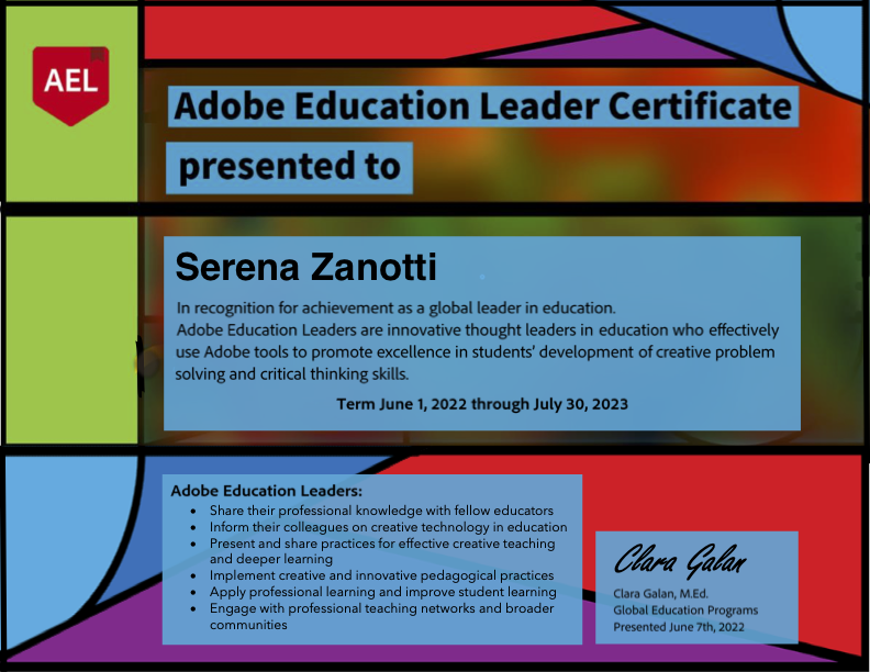 serena_zanotti's tweet image. So honored to be renewed as an Adobe Education Leader. 
Thank you @AdobeForEdu!
#AdobeEduCreative