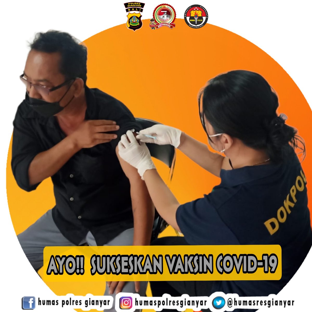 PolresGianyar_'s tweet photo. Ayo Sukseskan Vaksin Covid19
.
#bersatulawancovid19
#bersamalawancorona https://t.co/G3Ic1fK84B