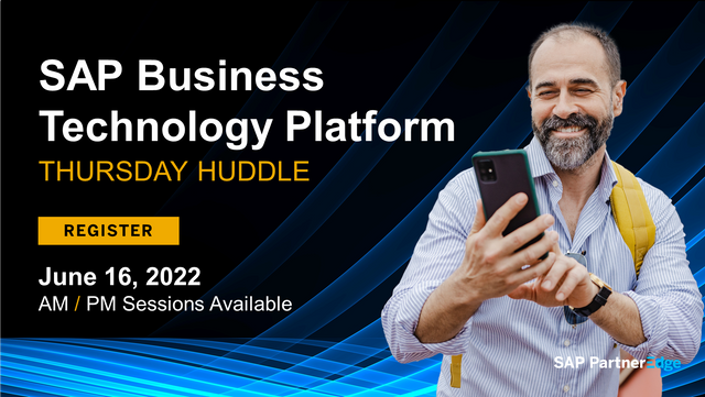 Let's Huddle on Thursday, June 16! All Sell #SAPPartners are invited to hear the latest #SAPBTP updates on capabilities and key use cases, how it can support your go-to-market, and available SAP support. Plus, a Q&amp;A session to support you. Sign up now 👉 bit.ly/39jW6j8
