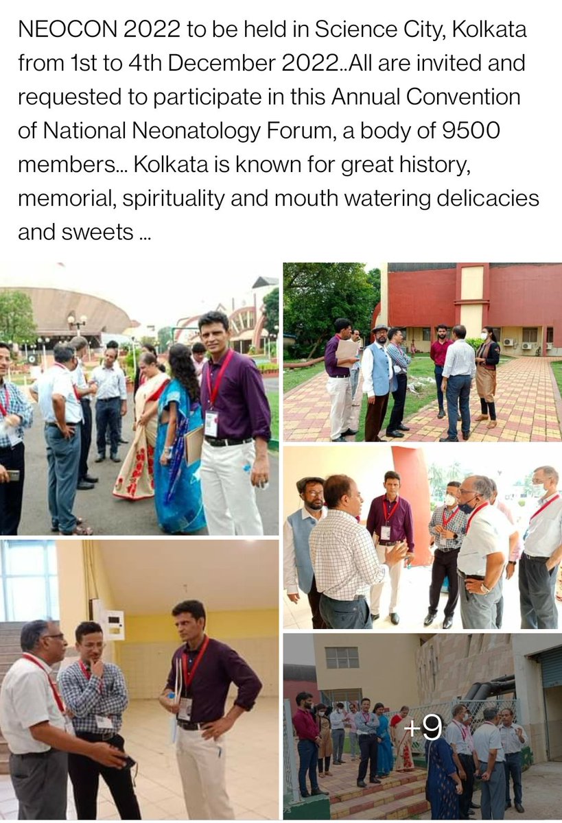NEOCON 2022 to be held in Science City,Kolkata from 1-4 December 2022.All are invited and requested to participate in  Annual Convention of NNF:9500 member.<a href="/Nnfindia1/">NNFIndia</a> <a href="/13DocG/">Dr. Sachin Gupte</a> <a href="/neosatyan/">Satyan</a> <a href="/ashokaiims/">Ashok Deorari MD FAMS</a> <a href="/ProfSomashekhar/">Prof.Dr. Somashekhar Nimbalkar,MD,PGDPH,FNNF,FIAP</a> <a href="/naveenthacker/">Naveen Thacker</a> <a href="/datta_vikram/">Dr Vikram Datta</a> @ccroehr <a href="/UNICEFIndia/">UNICEF India</a> <a href="/WHOSEARO/">World Health Organization South-East Asia</a>