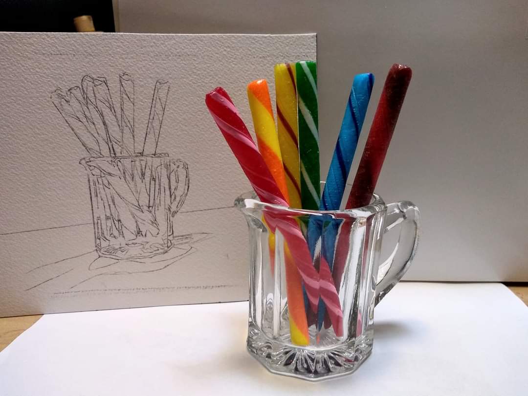 The iconic candy stick 
So many flavors!
So many colors!
Can you guess the flavors I chose for this piece?
"ROYGBIV"
The purple stick on the end is grape - my favorite 
💜😋
New NFT coming soon.