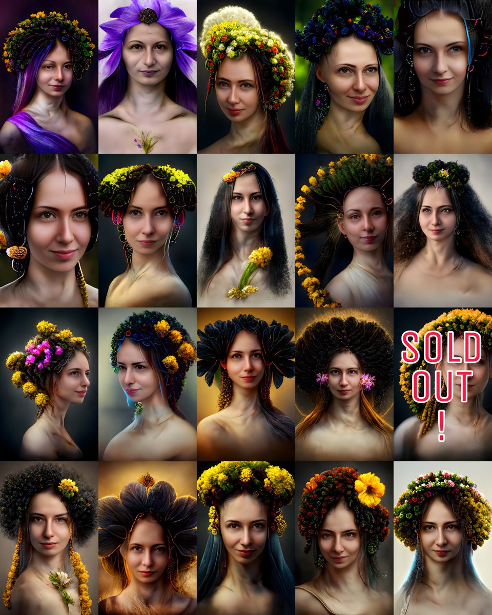 🌻 Goddess Flower AI 🌻

Phase 1 is Live 

• Available 23/24
• Floor 0.005 $ETH on Polygon
• Recent Sold 1

opensea.io/collection/god…

This is a collection of a very beautiful goddess with flowers all over her hair of various colors