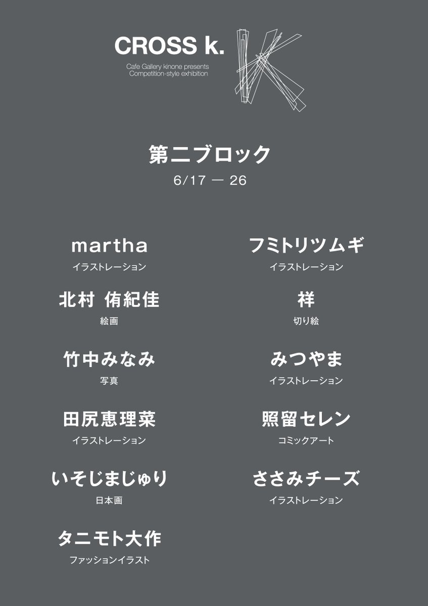 syo3110's tweet photo. 『CROSS k.』いよいよ6月17日〜始まります!
こんなに様々なジャンルが集うことってなかなかないと思うので、私も楽しみでなりません✨
伝えたい主軸がそれぞれ違う作品 2点を出展します。
詳細は画像4枚目になります。
来場者投票もあります!
よろしくお願いいたします🏗
#CROSS_k #切り絵 https://t.co/QT5ukONeau