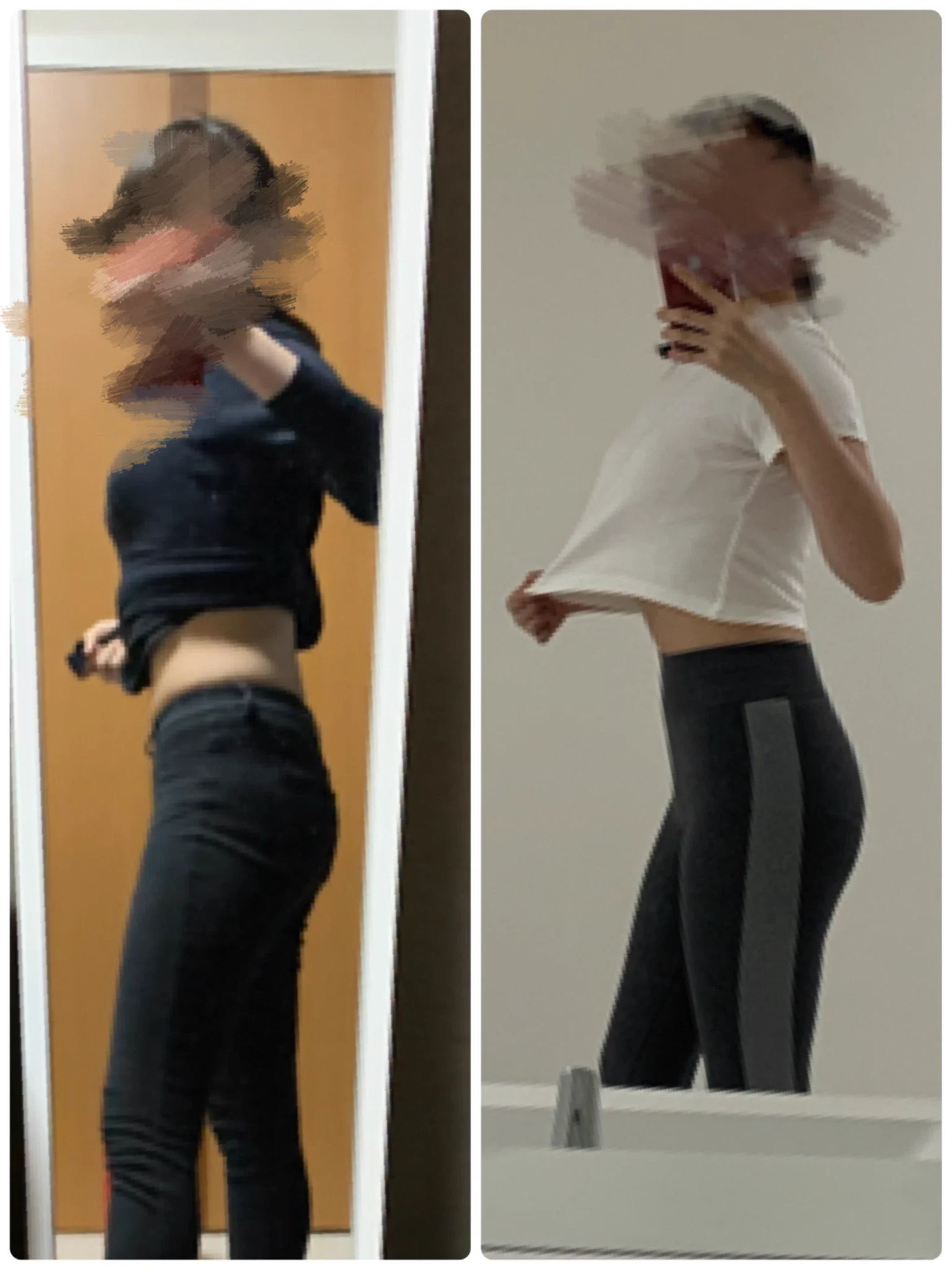 私の垂れて形が悪かったお尻がキュッと上向きに上がったのは、間違いなくこのトレのおかげ！！
このときは週4ペースで２週間くらい続けたら効果を実感し始めた😂💕
ちなみにどっちもお尻の周囲は92cmで同じなんだけど、形が綺麗になるだけで少しスタイル良く見えるんだなって感動した🥲
超オススメ🍑  