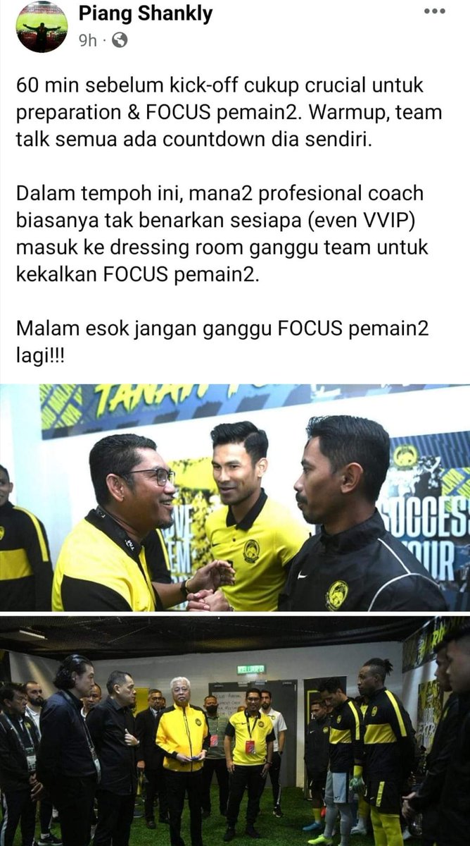 AngahTS87's tweet photo. @PejaOfPerak  @IsmailSabri60 
Betui ke ni xkan x tau ...
Tu dah bagi amaran jgn ganggu fokus pemain

#SukarelawanDSIS
#sukasawanpeja https://t.co/o4iJhJIndI