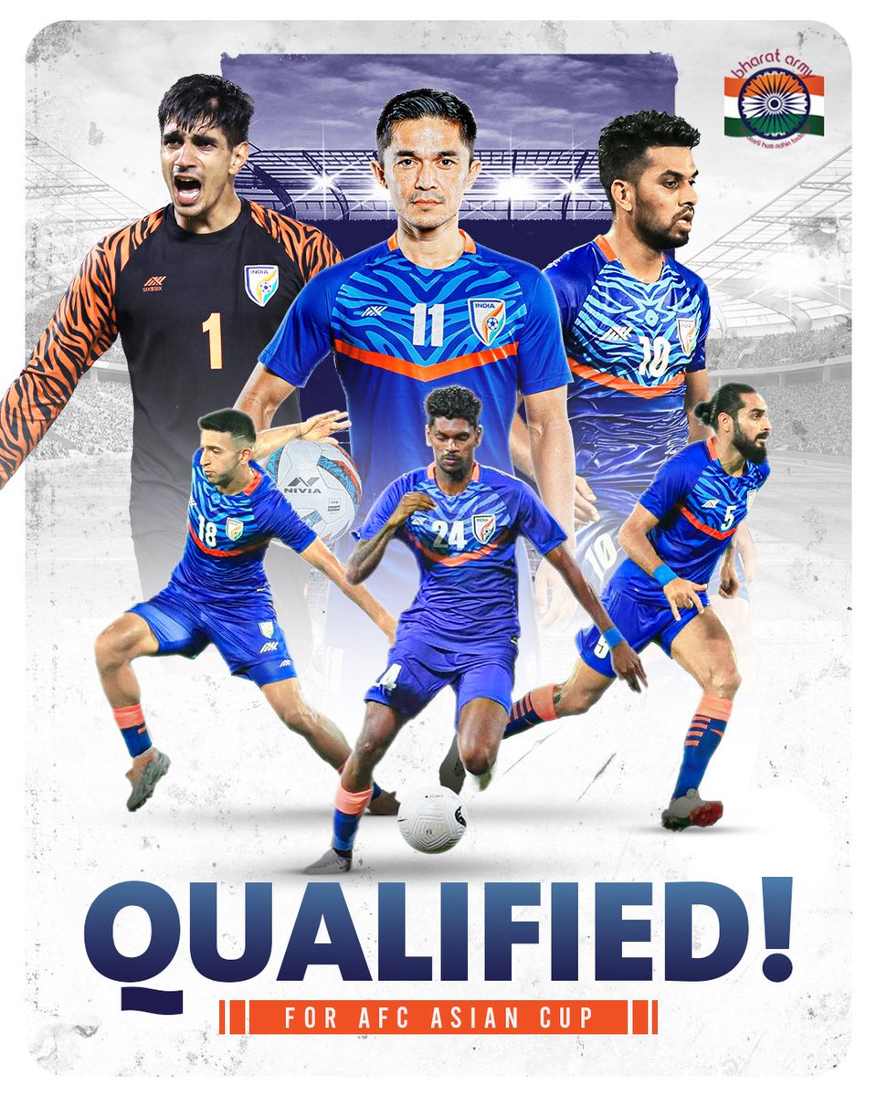 🏆🇮🇳 YES, BOYS! Congratulations to the Indian football team on qualifying for the AFC Asian Cup for the fifth time. 

📸 Indian Football • #ACQ23 #INDCAM #INDAFG #INDHKG #AFC #AFCAsianCup2022 #Football #IndianFootball #BharatArmy