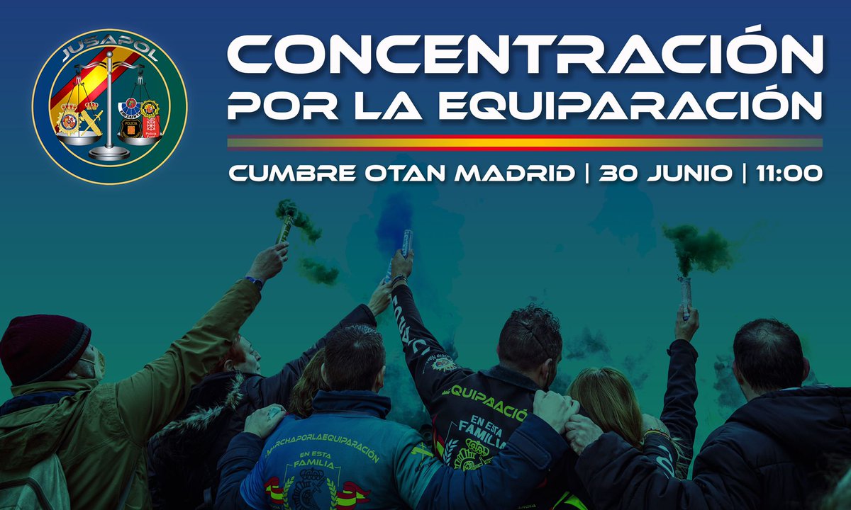 JusapolVizcaya's tweet photo. @NATO y @SpainNATO nos vemos en #Madrid el 30 de Junio a las 11:00h. Policías nacionales, guardias civiles y ciudadanos, ¿¿os lo vais a perder?? #PoliciaEnConflictoColectivo velará por la seguridad de la OTAN y @jusapol protestará para que PN y GC consigan la #EquiparacionYa29y30 https://t.co/5WCQkqAwyw