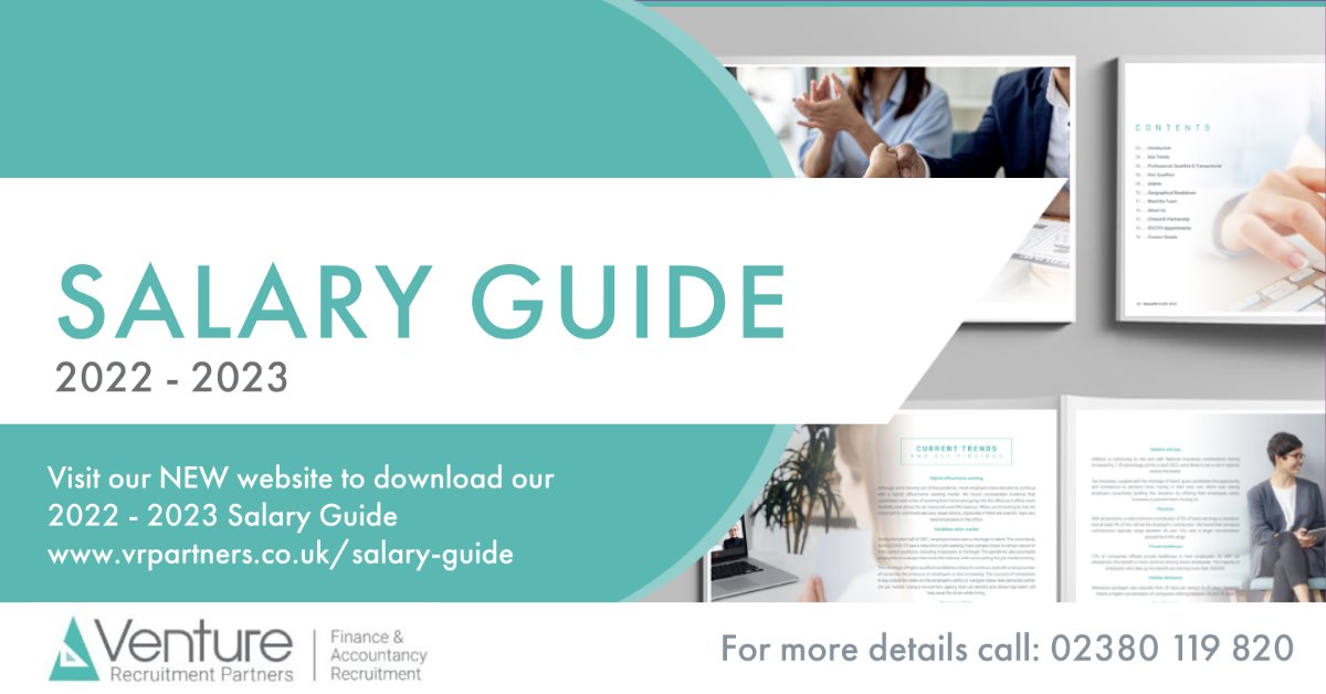 Venture Recruitment Partners (@vrpartners) on Twitter photo Are you being paid your worth? Whether you’re looking for a new job or hiring an employee, it helps to understand the typical salaries within the #accountancy field.
Email us today @ customers@vrpartners.co.uk & request a FREE copy of our 2022-2023 #SalaryGuide #Job #recruiting Are you being paid your worth? Whether you’re looking for a new job or hiring an employee, it helps to understand the typical salaries within the #accountancy field.
Email us today @ customers@vrpartners.co.uk & request a FREE copy of our 2022-2023 #SalaryGuide #Job #recruiting