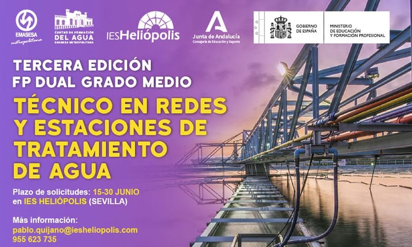 Manu González (@eme_doc_) on Twitter photo Interesante ciclo dentro del ámbito del sector del #Agua con una elevada empleabilidad. III Edición del #FPDual Grado Medio “Técnico en Redes y Estadios de Tratamiento de Agua”. Solicitudes del 15 al 30 Junio, <a href="/iesheliopolis/">IES HELIÓPOLIS</a>, Sevilla. <a href="/emasesa/">emasesa</a> <a href="/FPAndaluza/">Formación Profesional Andaluza</a> <a href="/EducaAnd/">Consejería Desarrollo Educativo y FP</a> Interesante ciclo dentro del ámbito del sector del #Agua con una elevada empleabilidad. III Edición del #FPDual Grado Medio “Técnico en Redes y Estadios de Tratamiento de Agua”. Solicitudes del 15 al 30 Junio, <a href="/iesheliopolis/">IES HELIÓPOLIS</a>, Sevilla. <a href="/emasesa/">emasesa</a> <a href="/FPAndaluza/">Formación Profesional Andaluza</a> <a href="/EducaAnd/">Consejería Desarrollo Educativo y FP</a>