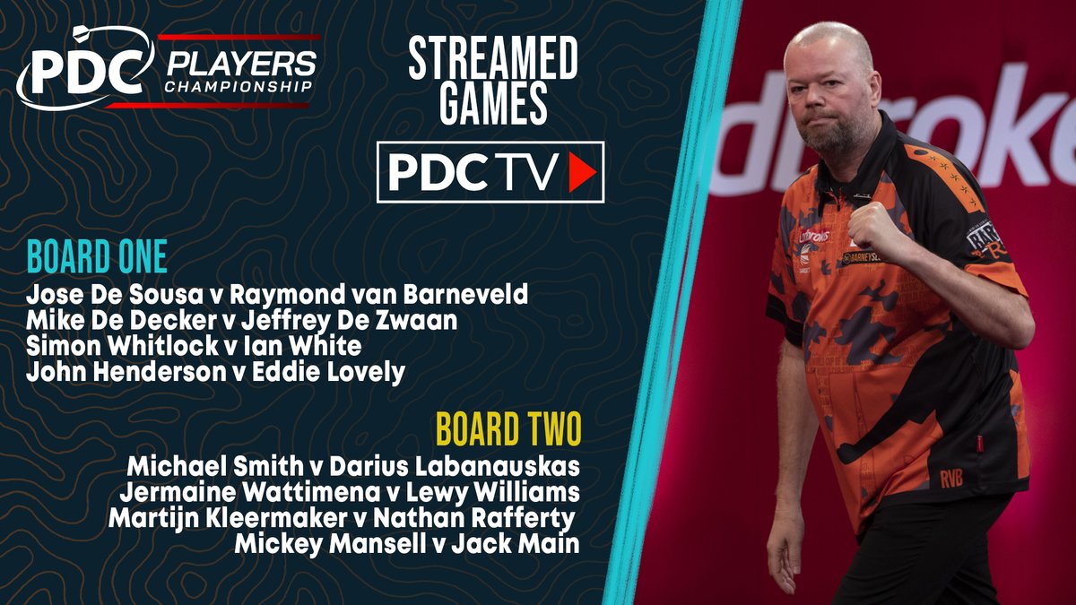 Coming up on PDCTV...

Eight first round matches at Players Championship 16 have been selected for live broadcast on PDCTV.

🕛Play to begin at 13:00 BST.

Watch📺 bit.ly/PDCTVLive