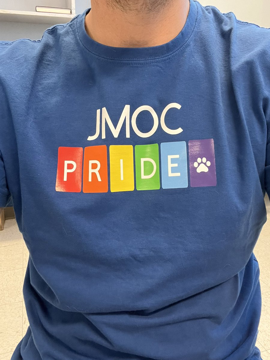 Another poor angled selfie of an extremely awesome and important shirt as we have our JMOC Pride Day! Thanks to Ms. Singleton for creating them with our Cricut! <a href="/brilliant_labs/">Brilliant Labs / Labos Créatifs</a> <a href="/NLESDCA/">NLESD</a> @SISNLESD #Pride