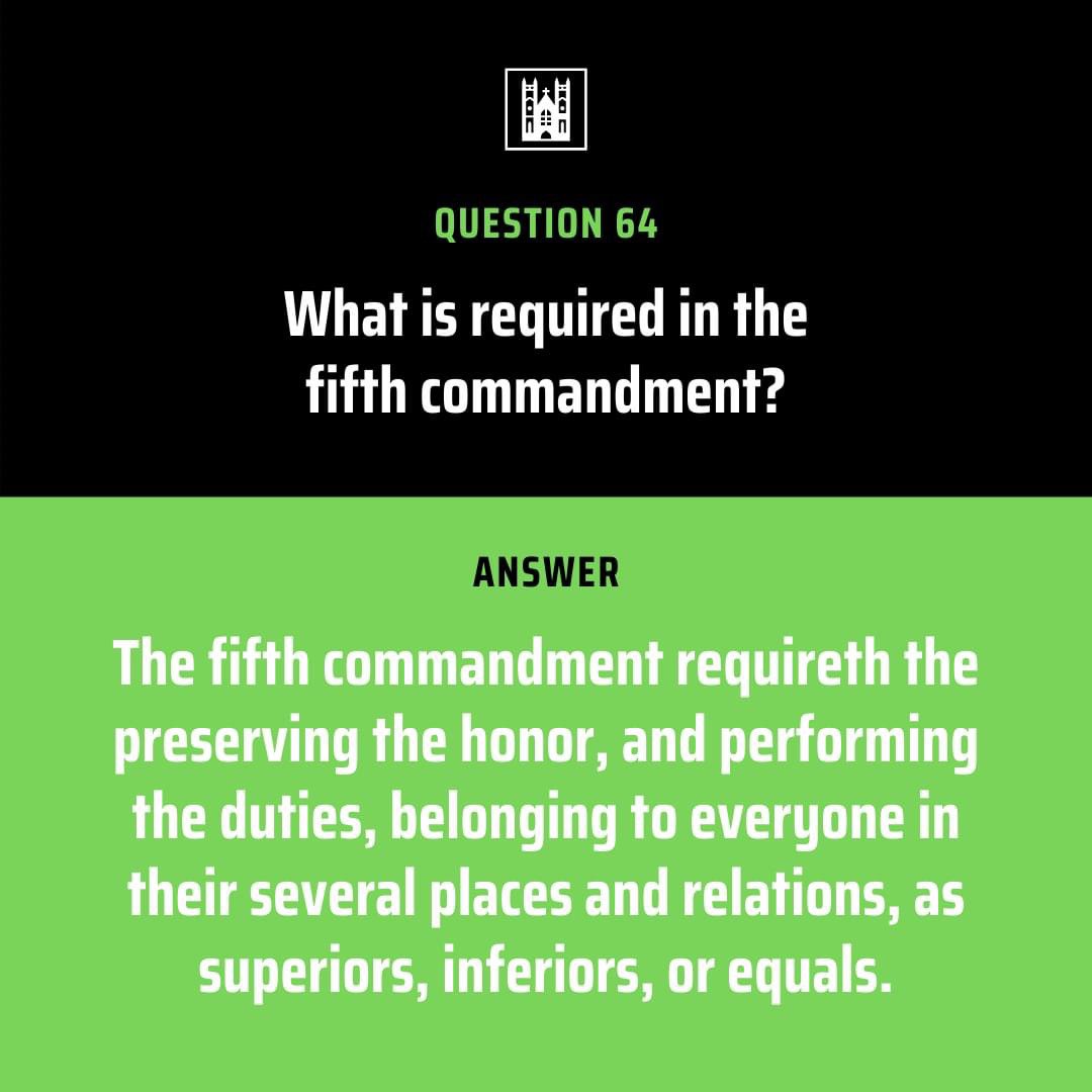 AmandaGeaney's tweet image. “Honour thy father and thy mother: that thy days may be long upon the land which the Lord thy God giveth thee.” Ex. 20:12.

- - - - - - -

Westminster Shorter Catechism Q&amp;amp;A 63-66

#fifthcommandment #wsc #westminstershortercatechism