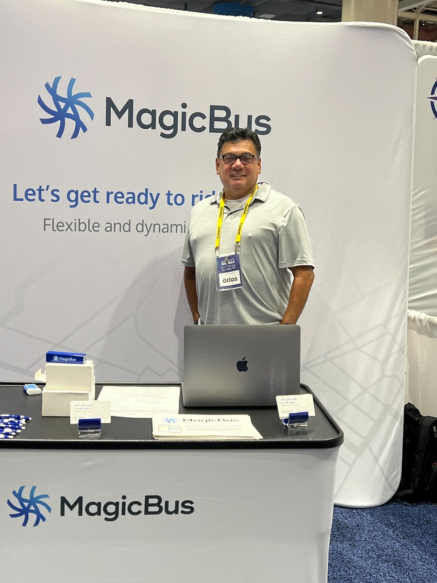 MagicBusIO's tweet photo. Stop by Booth #4840 at SHRM22 and say hi to Jesse and Chris. We're ready to help your organization get started with dynamic vanpooling. Learn about vanpools for your employees and improving vanpool routes with dynamic scheduling. #shrm22 #vanpool https://t.co/o2Z2STZlTB https://t.co/acJFeT6P0D