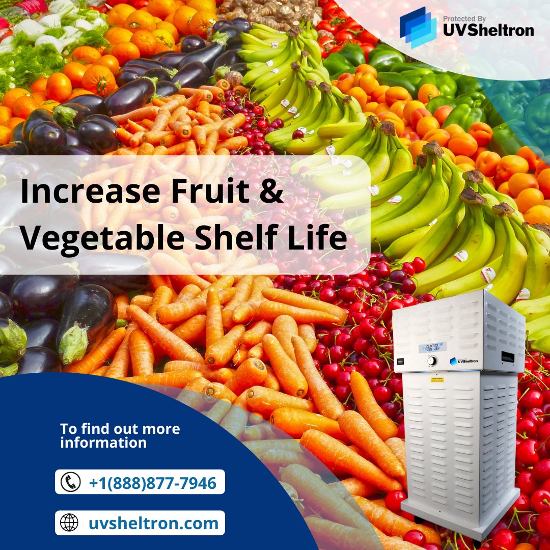 sheltroninc's tweet photo. Ultraviolet oxidation destroys contaminants such as ethylene, mold, bacteria and odors. Eliminating 99.99% of mold and bacteria as well as ethylene gas in spaces to extend shelf life and reduce food waste.

Shop now: https://t.co/GqEQhI88Qu

#uvdisinfection #fruitsandvegetables https://t.co/ngChjTuEud