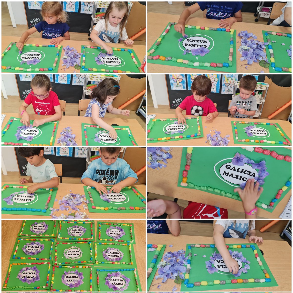 AngorenCole's tweet photo. Que sería da #FestadaCoca sen unhas bonitas alfombras? Hoxe #aclasede3 fixo as portadas de #GaliciaMaxica coma se fosen alfombras usando diversos materias, flores e moitas cores #FestadaCoca2022  Grandes artistas! #ravelas #Redondela #tradicionecultura #alfombras #infantilangoren https://t.co/gFaxhMh1bB