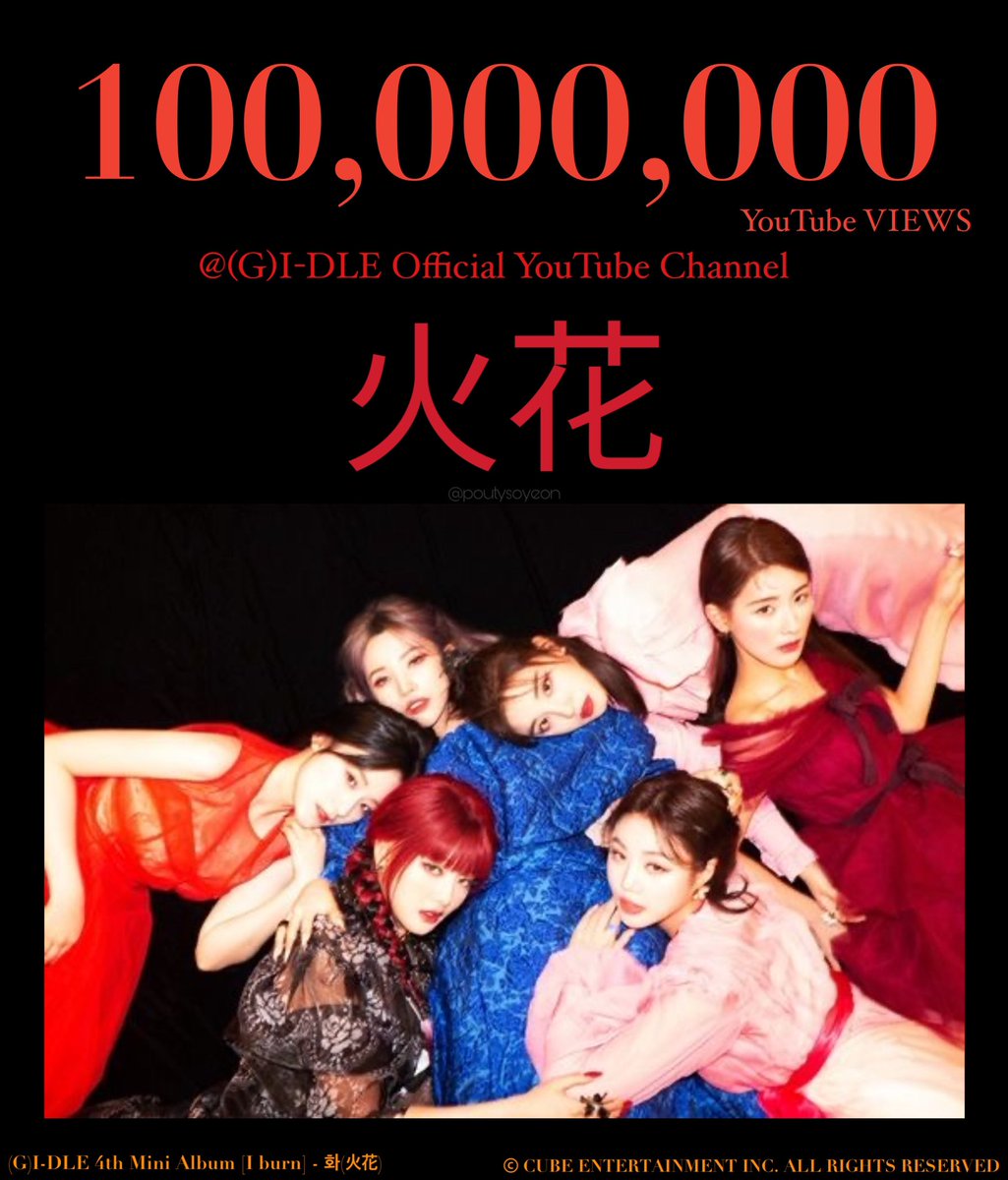 poutysoyeon's tweet photo. '화(火花)(HWAA)' M/V hits 100,000,000 views!

(Please do not use my edit without permission/credit)

#여자아이들 #GIDLE #I_burn #화火花 #HWAA #HWAA100M https://t.co/nRtBBtmKZt