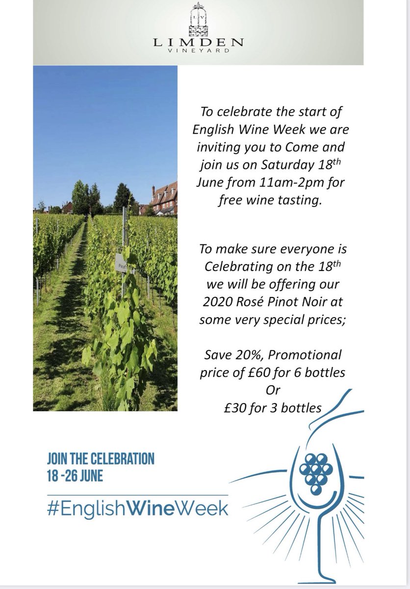 #englishwineweek is approaching and to make sure we are kick start the celebrations in the right way we are inviting you all to come and join us for free wine tasting this Saturday 18th June between 11am-2pm. Come join in the fun you won’t be disappointed <a href="/Wine_GB/">Wines of Great Britain</a> #englishwine