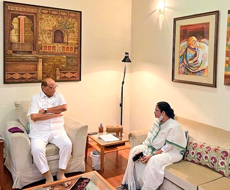 PawarSpeaks's tweet photo. Ms. Mamata Banerjee called upon me at my residence in Delhi today.
We had a detailed discussion on various issues related to our country.

@MamataOfficial https://t.co/ACv62oZtqq