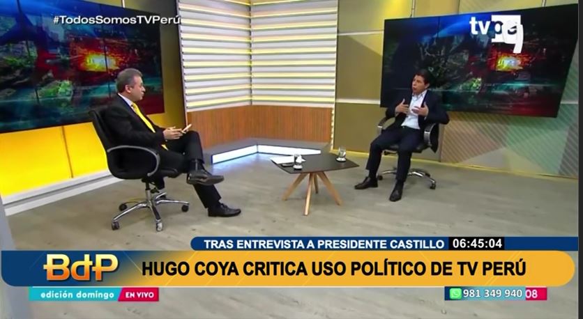 PanamericanaTV's tweet photo. #BDP #EnVivo | TRAS LA ENTREVISTA A #PEDROCASTILLO POR #TVPERÚ. #HugoCoya critica uso político del canal del Estado.
Míranos EN VIVO ► https://t.co/NDeYp3E0yA
#PanamericanaTelevisión #NoticiasPanamericana https://t.co/LGlPUZa4zK