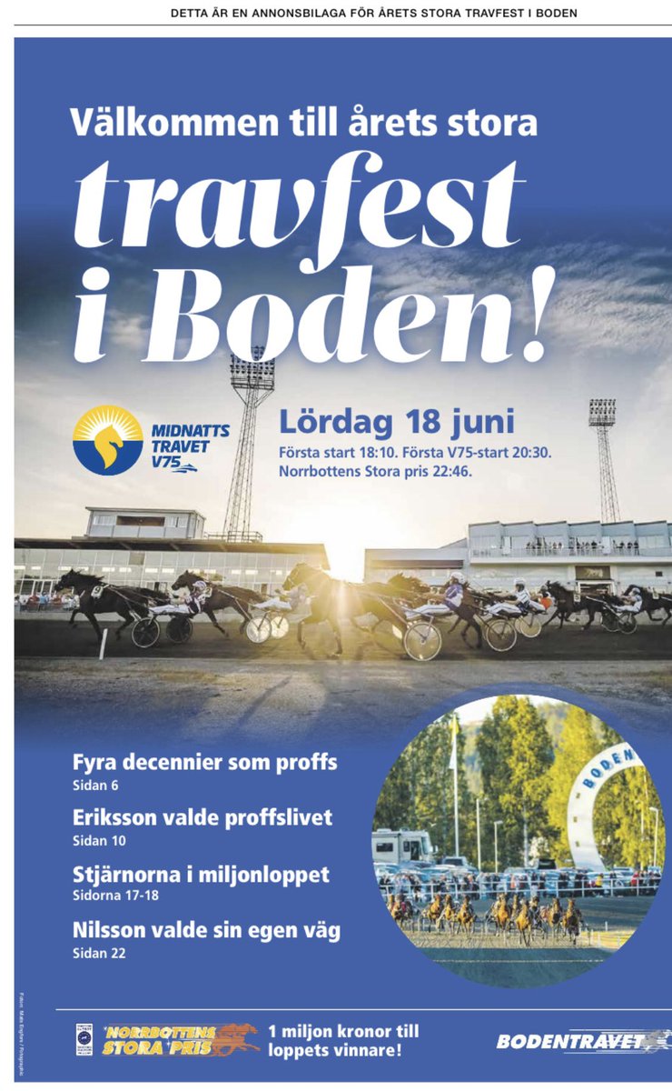 Årets Travbilaga till Midnattstravet med massor av intressant läsning och matnyttig information 🤓🌄🐎

issuu.com/digprod/docs/b…