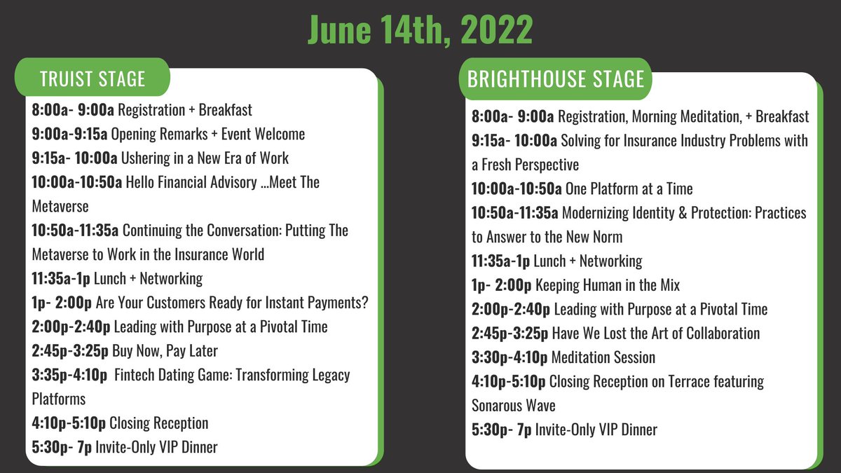 Fintech + Insurtech Generations (@rtlgenerations) on Twitter photo Welcome to the first day of Fintech + Insurtech Generations! Check out below our Tuesday Agenda & get ready for a day full of content you will not want to miss! Questions? 👉Email us at events@revtechlabs.co Welcome to the first day of Fintech + Insurtech Generations! Check out below our Tuesday Agenda & get ready for a day full of content you will not want to miss! Questions? 👉Email us at events@revtechlabs.co