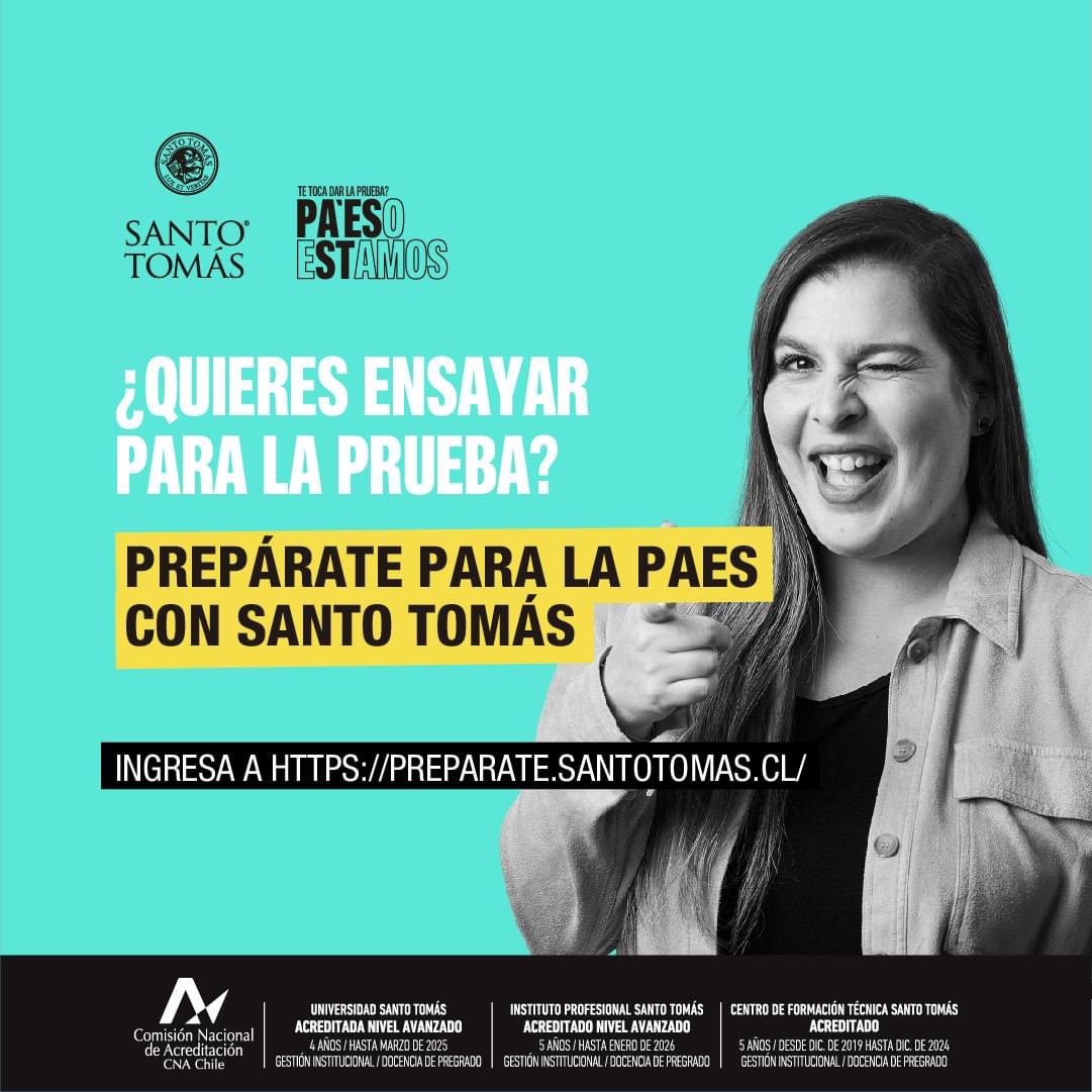 admision_UST's tweet photo. ¿Aún no conoces nuestro sitio Prepárate de Santo Tomás? 🫣

Si vas a rendir la Prueba de Acceso a la Educación Superior (PAES), te invitamos a inscribirte a nuestro sitio https://t.co/MUczI2vtH8 donde podrás para la prueba y medir tus conocimientos. https://t.co/D6ofLo3Tob