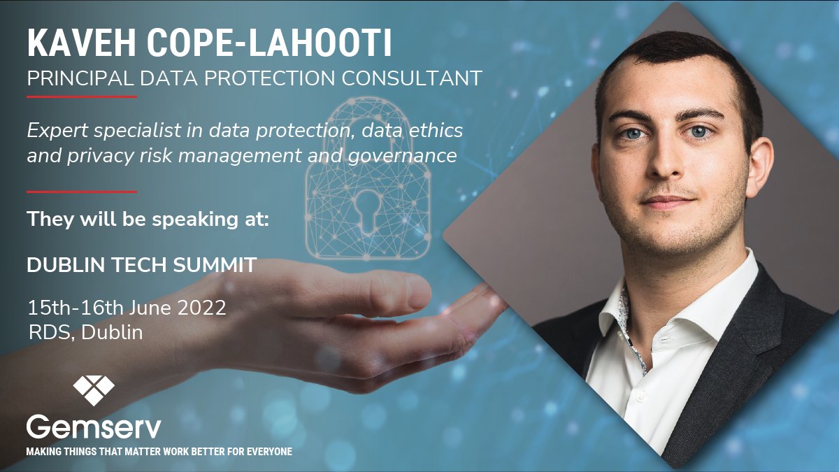 GemservIreland's tweet photo. How can SMEs overcome challenges to become compliant in data privacy and security? Kaveh Cope-Lahooti will moderate a panel discussion on this at tomorrow's Dublin Tech Summit (Evolution Stage). https://t.co/WbJs00jZC0 https://t.co/N7OAqgq0Td