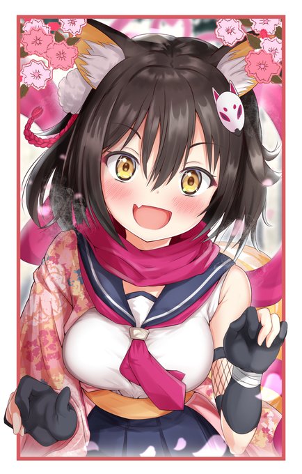 ちょっと花札風のイズナ🦊
#ブルアカ #ブルアカイラスト部  #BlueArchive 