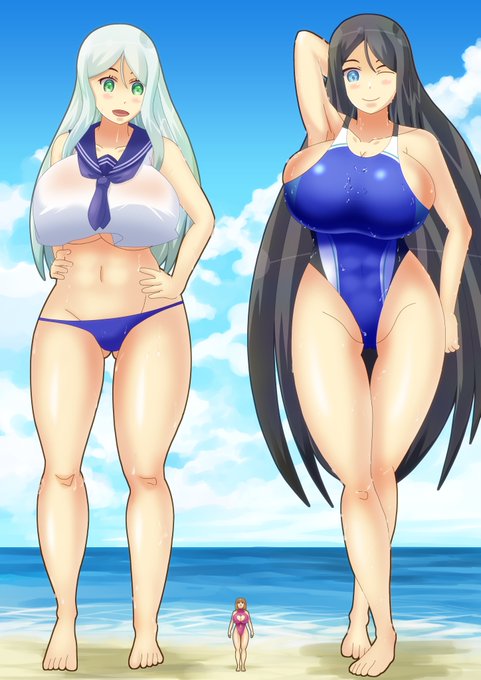 艦これのタ級とル級(巨大娘)描いてみました
提督と一緒にバカンスしている絵です
下から提督が眺めています
#巨大娘 #giantess #サイズフェチ 