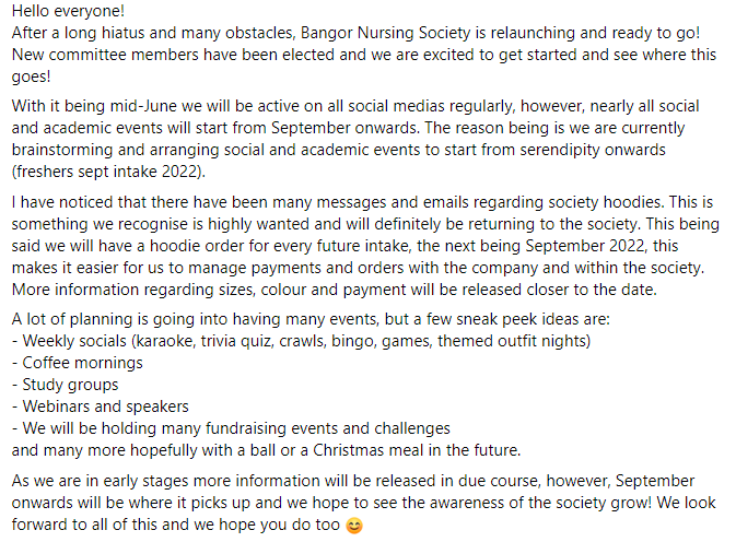 Bangor Nursing Society (@bangornursing) on Twitter photo Hello all! Please see the attached photo with the relaunch information.
Our other social medias are <a href="/BangorNursing/">Bangor Nursing Society</a> on Facebook and Instagram. Hello all! Please see the attached photo with the relaunch information.
Our other social medias are <a href="/BangorNursing/">Bangor Nursing Society</a> on Facebook and Instagram.