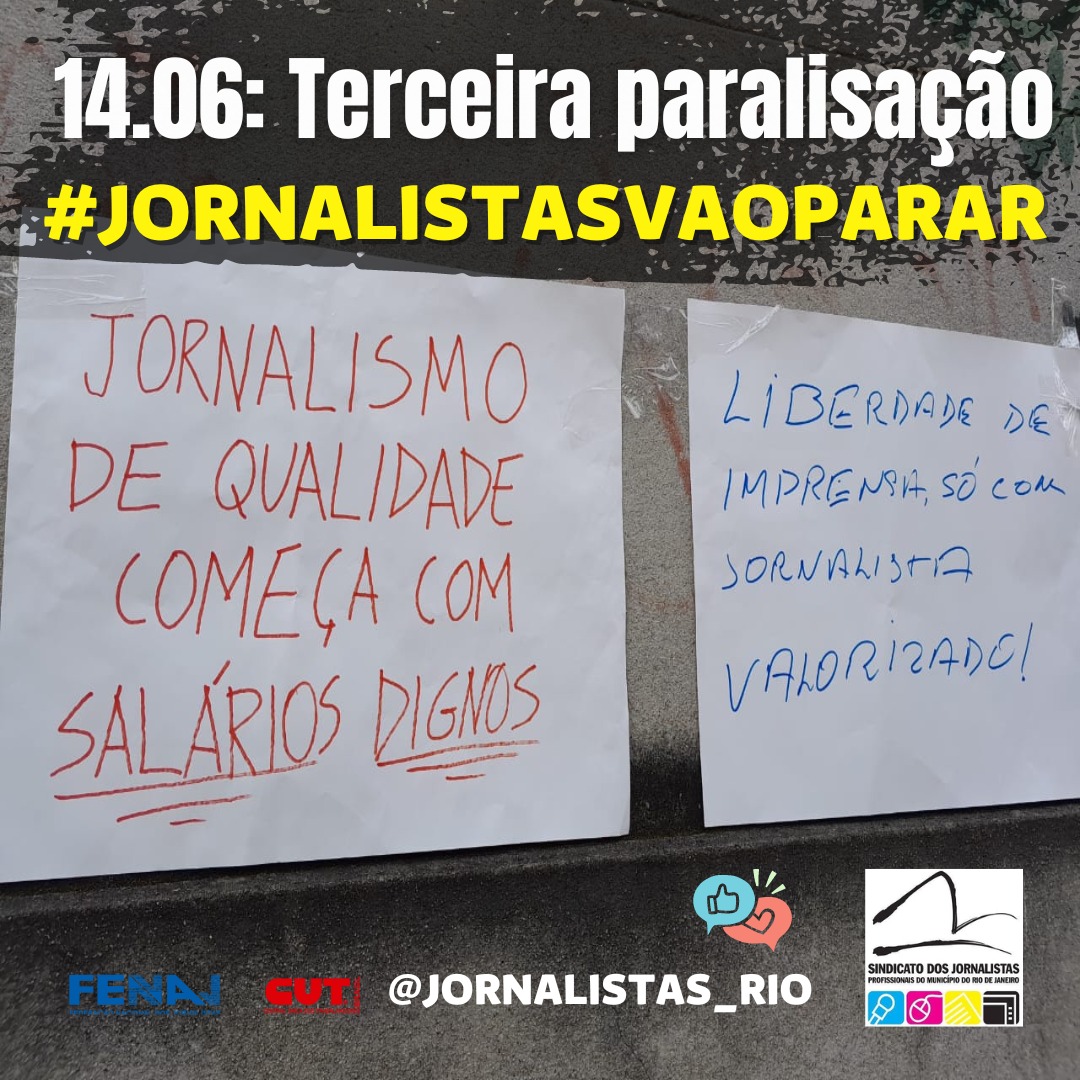 _paulaferreira_'s tweet photo. Há cinco meses jornalistas do Rio e do DF lutam por reajuste de salário pela inflação. Até aqui, só têm encontrado intransigência e propostas indignas. Nesta terça-feira,  os jornalistas param pela terceira vez. E pararão quantas vezes forem necessárias.
#jornalistasvaoparar https://t.co/YJtCf6g5zh