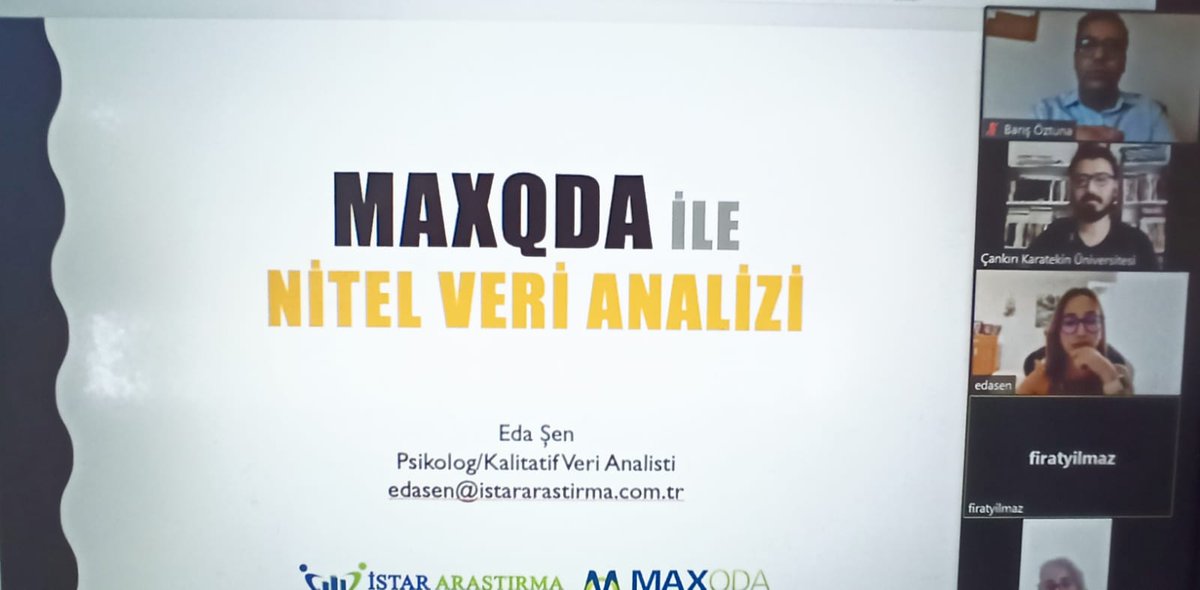 Üniversitemiz Kariyer Merkezi tarafından öğrenci ve akademisyenlerimize MAXQDA programıyla nitel veri analizi işleme eğitimi verildi. Eğitime, İSTAR Araştırma ve Danışmanlık Şirketi Kalitatif Analisti Eda Şen ve firma sahibi Fırat Yılmaz katıldı.
<a href="/istararastirma/">İSTAR Araştırma & Eğitim Danışmanlık</a>