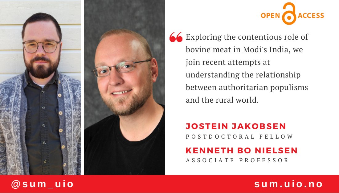 sum_uio's tweet photo. New article examine the ways by which bovine meat figures in 🇮🇳Narendra Modi's authoritarian populist project in contemporary India. By Jostein Jakobsen and @K_Bo_Nielsen #OpenAccess in @AgrarianChange @PolEcoNet @NulliusThe #RuralTransformations https://t.co/E77DrhyVLv https://t.co/tBvN26CB1F