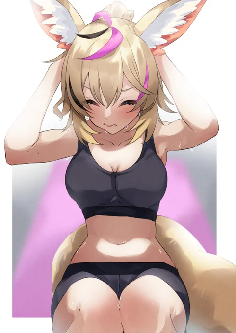 #絵まる
 #100日チャレンジ
58日目、尾丸ポルカ
腹筋限界ギリギリポルカ 