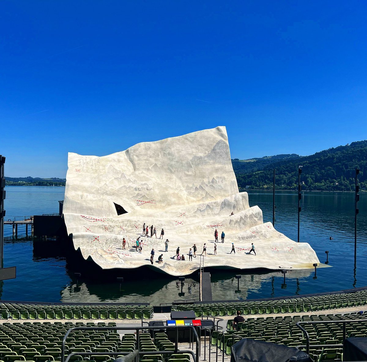 Rehearsals have started on the #lakestage @bregenzfestival #stuntperformer with @wiredaerial #Bradforddancer #outdoorarts #seebhüne #stunt #dance #austria