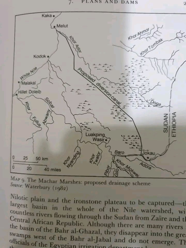 ActivistsForum's tweet photo. These are Egyptian proposed canals to drain the wetlands of South Sudan. They are five: (1) the well known Jonglei canal (2) Southern canal (3) Northern canals two (5) Direct canal (6) Machar canal. Please have a close look in this map.
#SSOT
#savethesudd
#NoToDredging https://t.co/YRMKNvn5m1