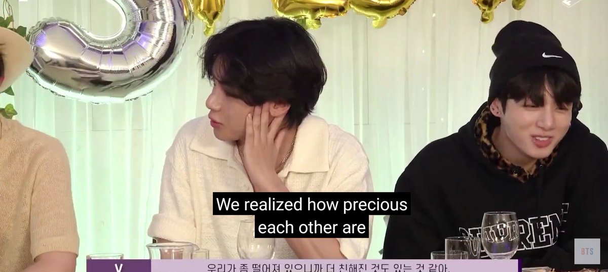 btsqtsarchive's tweet image. "we became even closer now that we live separately, we realized how precious each other are." ㅡ 220614, Kim Taehyung In Bangtan Dinner