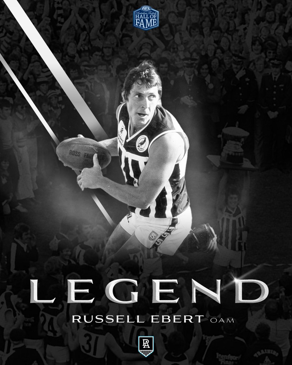 PAFC's tweet photo. 𝐑𝐮𝐬𝐬𝐞𝐥𝐥 𝐄𝐛𝐞𝐫𝐭. 𝐋𝐞𝐠𝐞𝐧𝐝.

Port Adelaide champion Russell Ebert has been elevated to Legend status in the Australian Football Hall of Fame 👏

📰 | https://t.co/29LpUxaVrZ https://t.co/mOYUmw8wXM