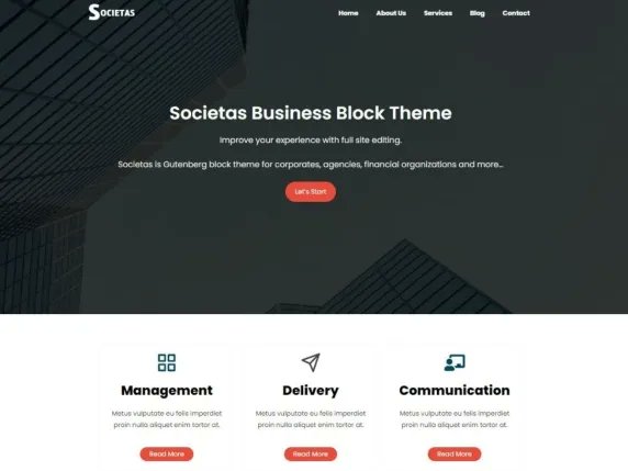 ThemesJust's tweet photo. Societas is a block-based Wordpress theme for businesses, agencies, financial institutions, and startups, among other things... With Wordpress's new full site editing (fse) pattern, you may edit the entire website from the site editor interface.

https://t.co/K5ydrcjlO2 https://t.co/L0K20CgZKJ