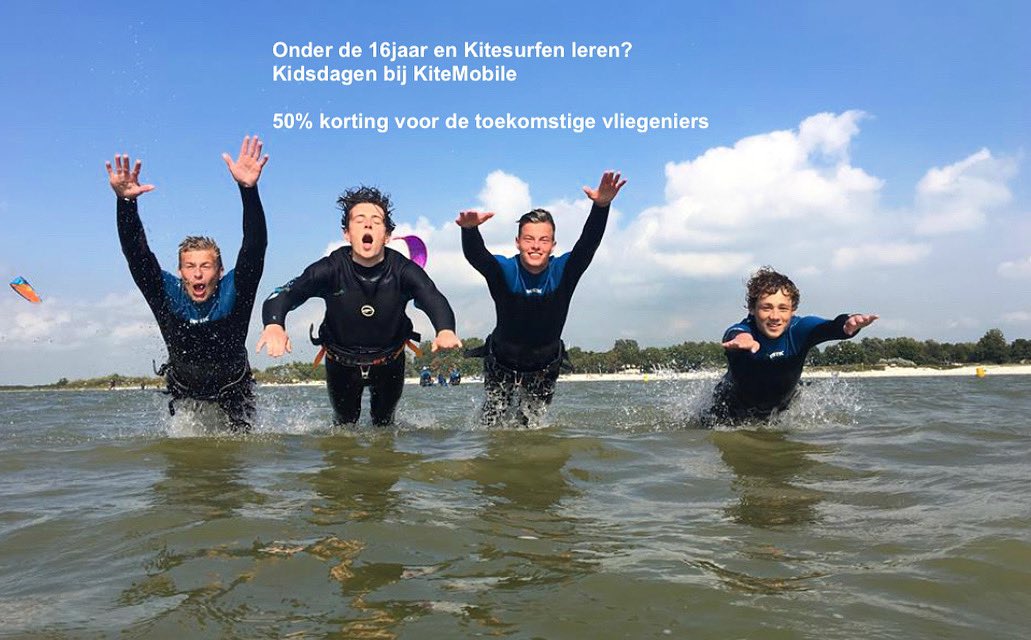 KITEMOBILE's tweet photo. Kitesurf Kidsdagen in Juni. 50% korting voor de toekomstige vliegeniers. Boek online op https://t.co/AuqeDxTLim #kitesurfen #kitesurfschool #kitesurfles https://t.co/wq3iRTopKz